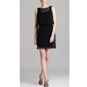 Aidan Mattox Car Wash Beaded Chiffon Sleeveless Mini Dress Black